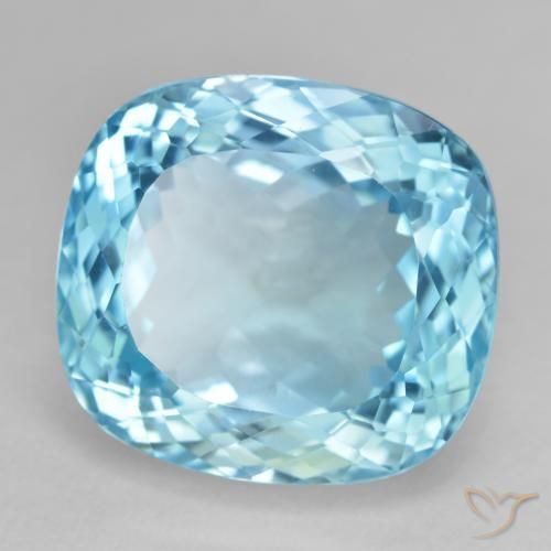 28.00 ct Blue Topaz Stone, Natural Topaz in Cushion-Cut Shape for Sale