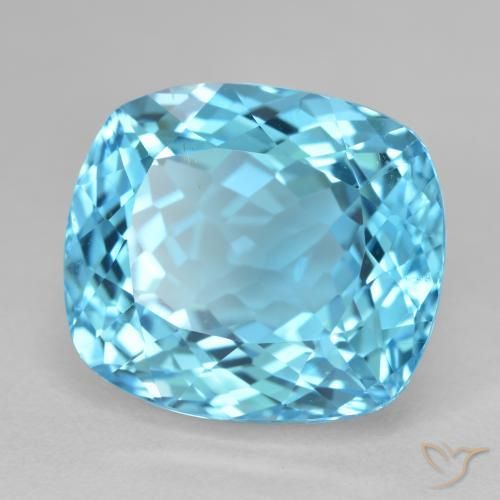 23.75 ct Blue Topaz Stone, Natural Topaz in Cushion-Cut Shape for Sale