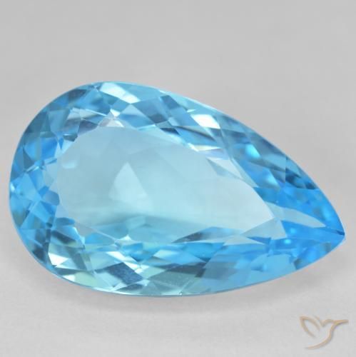 27.27ct Natural Swiss Blue Topaz, Pear Shape, VVS-VS