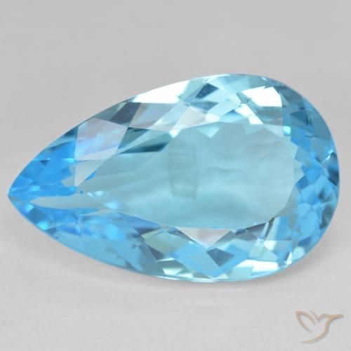 27.27 ct Blue Topaz Stone, Natural Topaz in Pear Facet Shape for Sale