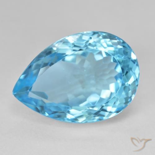28.78ct Natural Swiss Blue Topaz, Pear Shape, VS
