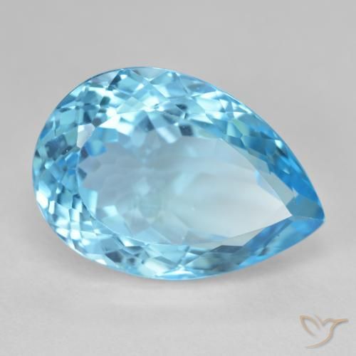 28.78 ct Blue Topaz Stone, Natural Topaz in Pear Facet Shape for Sale