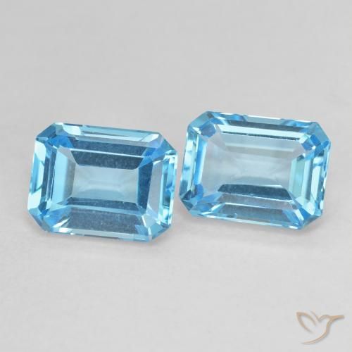 3.96ctw Natural Swiss Blue Topaz, Emerald Cut, VVS