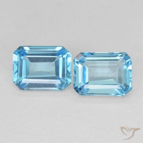 3.96 ctw Blue Topaz Stones, Natural Topaz in Octagon Step Cut Shape for Sale
