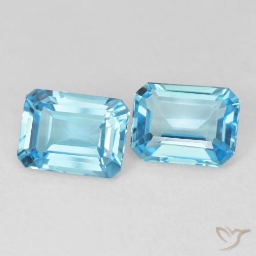 3.86 ctw Blue Topaz Stones, Natural Topaz in Octagon Step Cut Shape for Sale