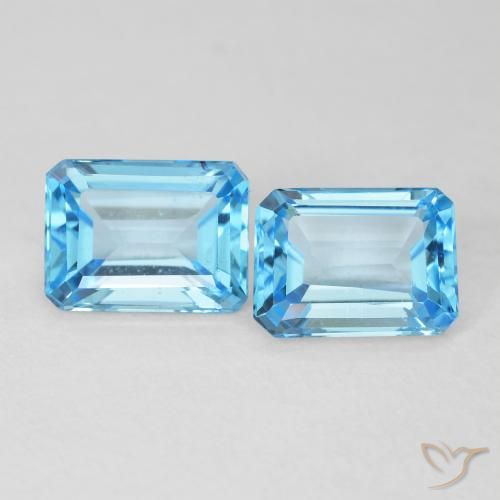 3.68 ctw Blue Topaz Stones, Natural Topaz in Octagon Step Cut Shape for Sale