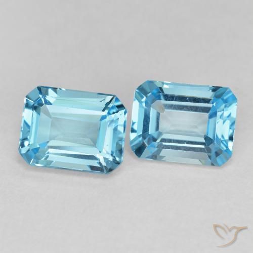 3.89 ctw Blue Topaz Stones, Natural Topaz in Octagon Step Cut Shape for Sale