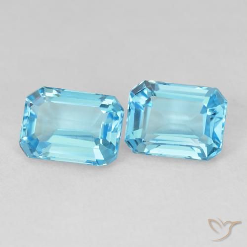 3.88 ctw Blue Topaz Stones, Natural Topaz in Octagon Step Cut Shape for Sale
