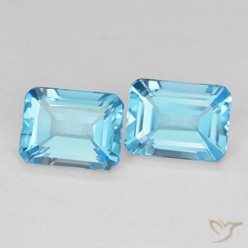 3.56 ctw Blue Topaz Stones, Natural Topaz in Octagon Step Cut Shape for Sale