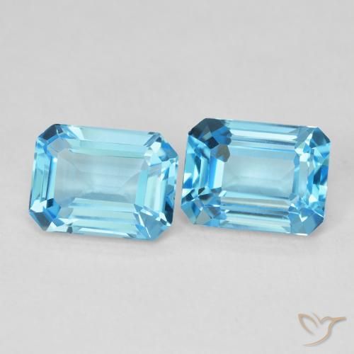 3.81 ctw Blue Topaz Stones, Natural Topaz in Octagon Step Cut Shape for Sale