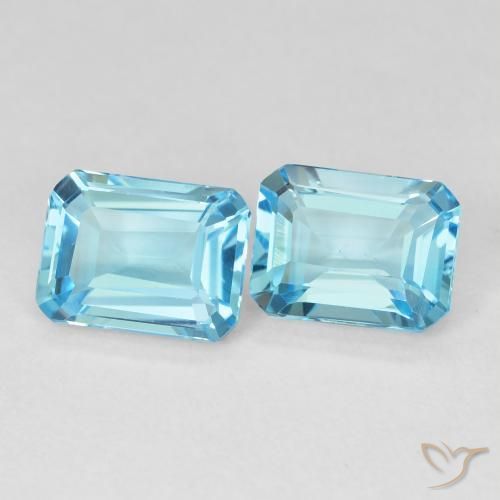 3.84 ctw Blue Topaz Stones, Natural Topaz in Octagon Step Cut Shape for Sale