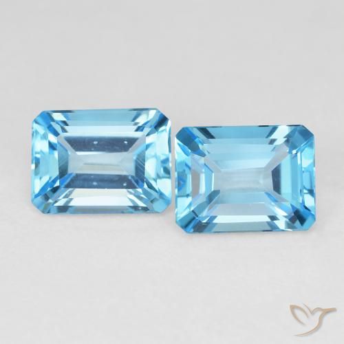 3.94ctw Natural Swiss Blue Topaz, Emerald Cut, VVS-VS