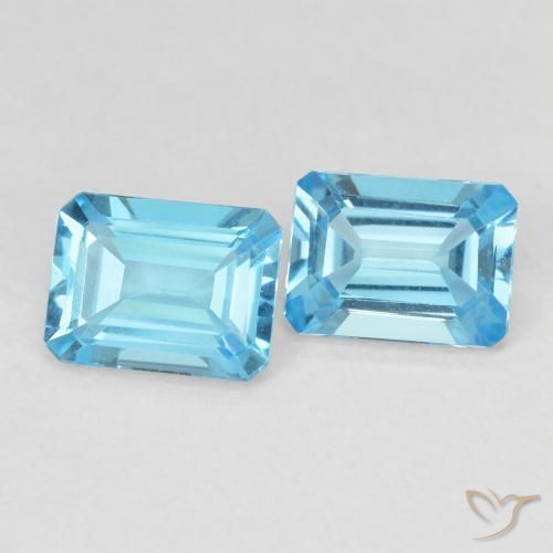 3.40 ctw Blue Topaz Stones, Natural Topaz in Octagon Step Cut Shape for Sale