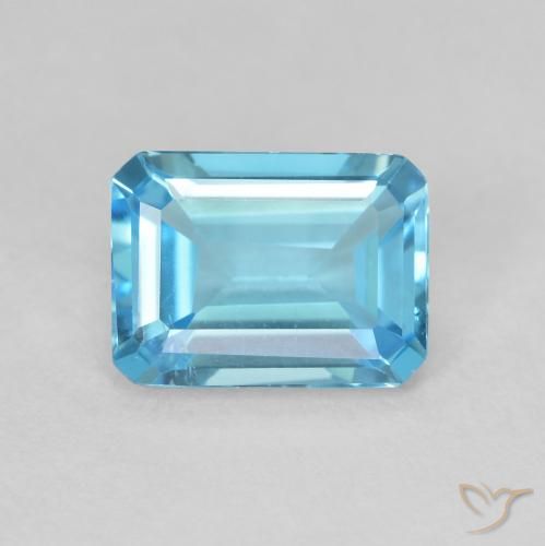 1.80ct Natural Swiss Blue Topaz, Emerald Cut, VS