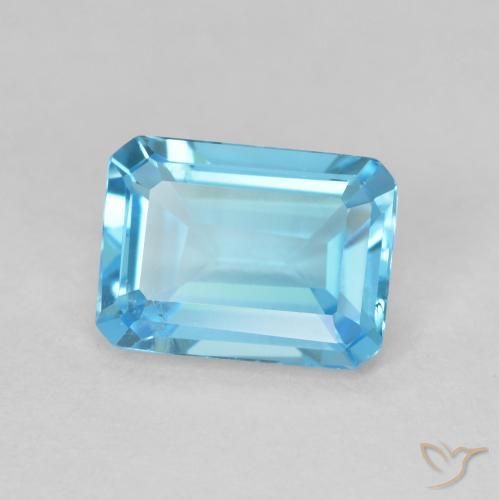 1.80 ct Blue Topaz Stone, Natural Topaz in Octagon Step Cut Shape for Sale