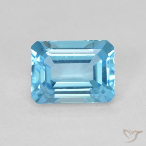 1.97ct Natural Swiss Blue Topaz, Emerald Cut, VVS-VS