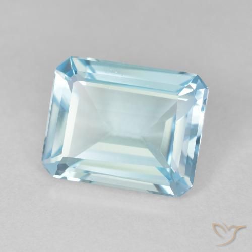 3.71 ct Blue Topaz Stone, Natural Topaz in Octagon Step Cut Shape for Sale