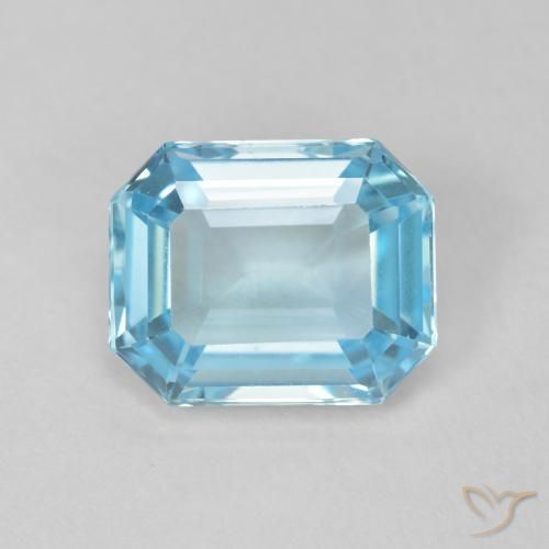 3.71ct Natural Swiss Blue Topaz, Emerald Cut, VVS-VS