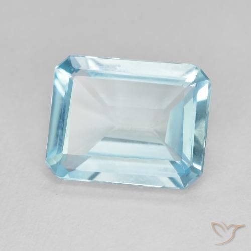 3.69 ct Blue Topaz Stone, Natural Topaz in Octagon Step Cut Shape for Sale