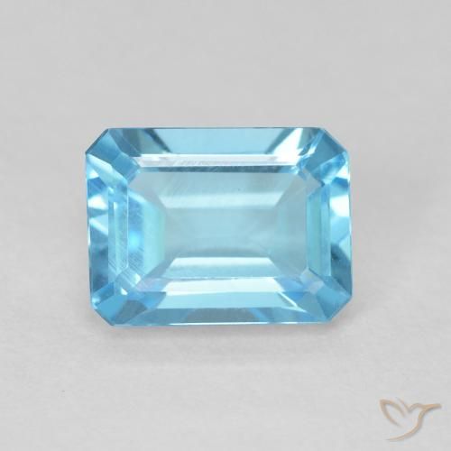 1.90ct Natural Swiss Blue Topaz, Emerald Cut, VVS-VS