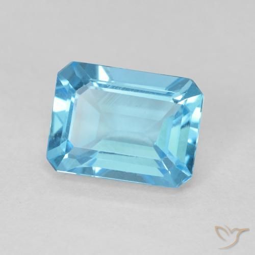 1.90 ct Blue Topaz Stone, Natural Topaz in Octagon Step Cut Shape for Sale