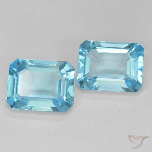 3.64 ctw Blue Topaz Stones, Natural Topaz in Octagon Step Cut Shape for Sale