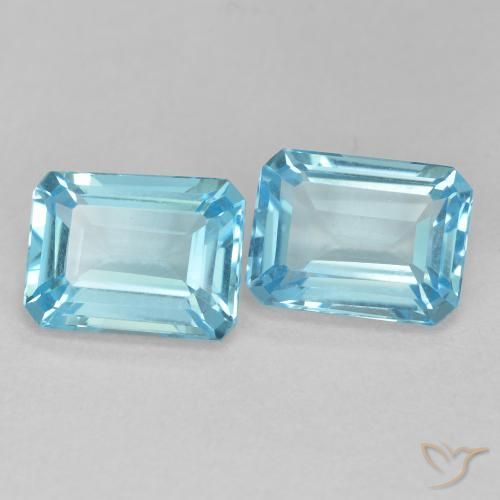 3.90 ctw Blue Topaz Stones, Natural Topaz in Octagon Step Cut Shape for Sale