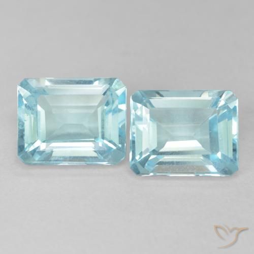7.78ctw Natural Light Greenish Blue Topaz, Emerald Cut, VVS-VS