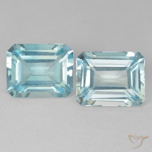 7.57ctw Natural Light Greenish Blue Topaz, Emerald Cut, VVS-VS