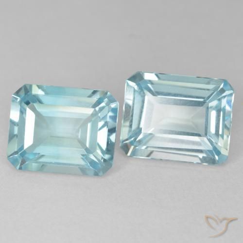 7.57 ctw Blue Topaz Stones, Natural Topaz in Octagon Step Cut Shape for Sale
