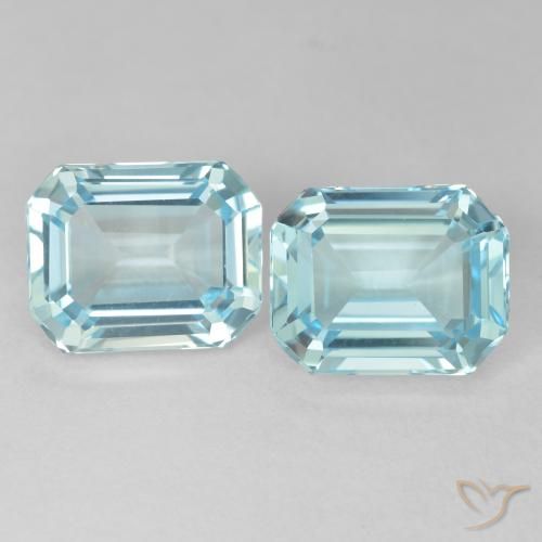 8.20ctw Natural Light Greenish Blue Topaz, Emerald Cut, VVS-VS