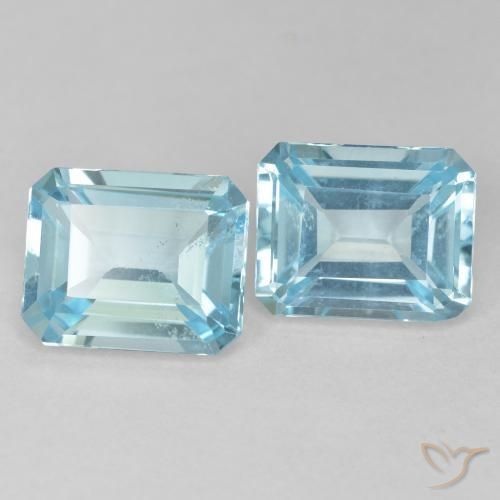 7.63 ctw Blue Topaz Stones, Natural Topaz in Octagon Step Cut Shape for Sale
