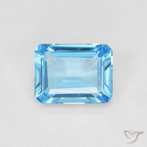 1.80ct Natural Deep Sky Blue Topaz, Emerald Cut, VVS