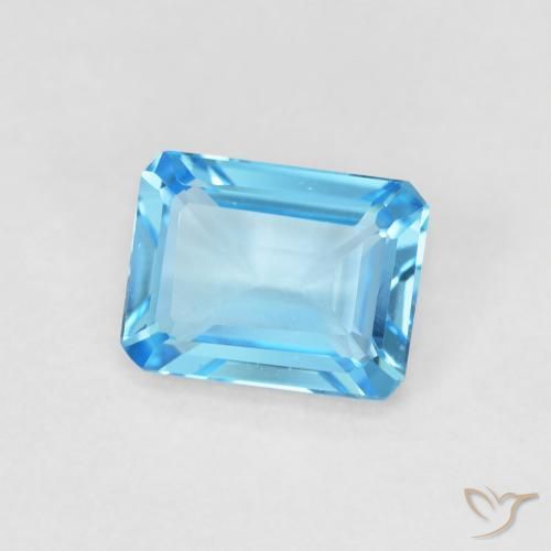 1.80 ct Blue Topaz Stone, Natural Topaz in Octagon Step Cut Shape for Sale