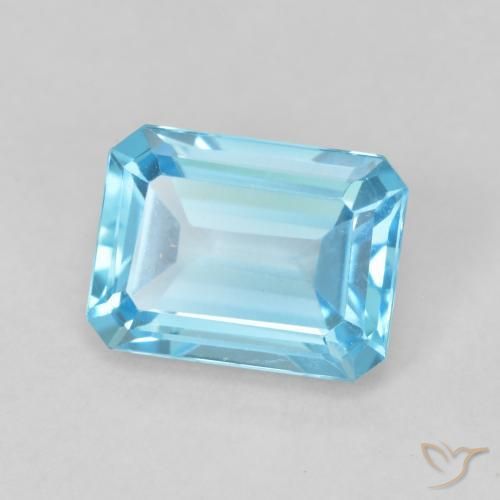 2.02 ct Blue Topaz Stone, Natural Topaz in Octagon Step Cut Shape for Sale