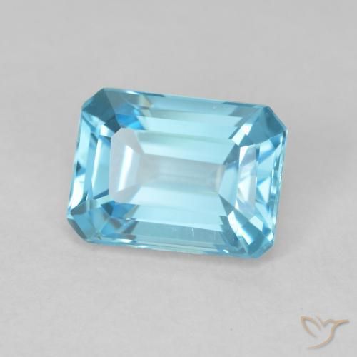 2.02 ct Blue Topaz Stone, Natural Topaz in Octagon Step Cut Shape for Sale