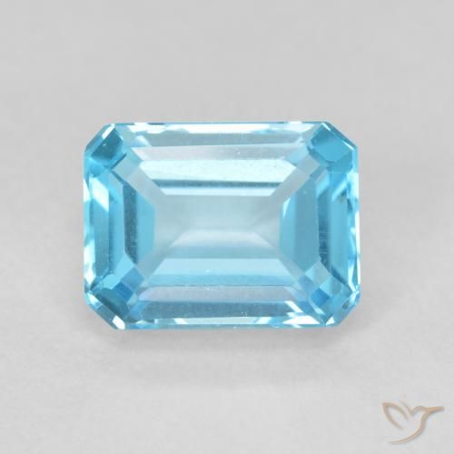 2.16ct Natural Swiss Blue Topaz, Emerald Cut, VVS