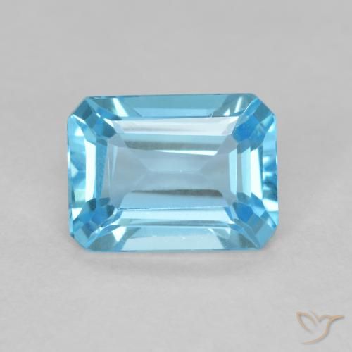 1.78ct Natural Swiss Blue Topaz, Emerald Cut, VVS