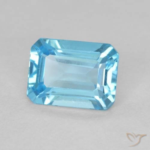 1.78 ct Blue Topaz Stone, Natural Topaz in Octagon Step Cut Shape for Sale