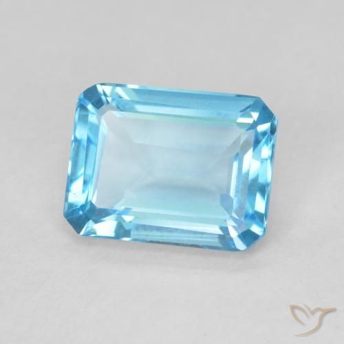 1.70 ct Blue Topaz Stone, Natural Topaz in Octagon Step Cut Shape for Sale