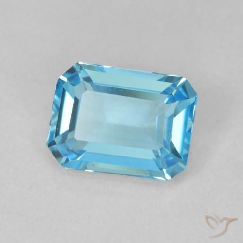 1.99 ct Blue Topaz Stone, Natural Topaz in Octagon Step Cut Shape for Sale