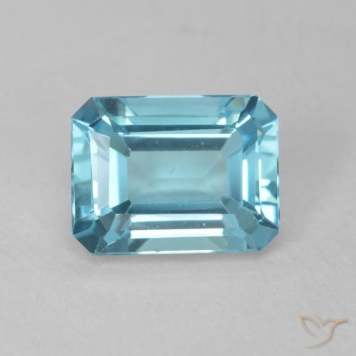 2.07ct Natural Light Blue Topaz, Emerald Cut, VVS