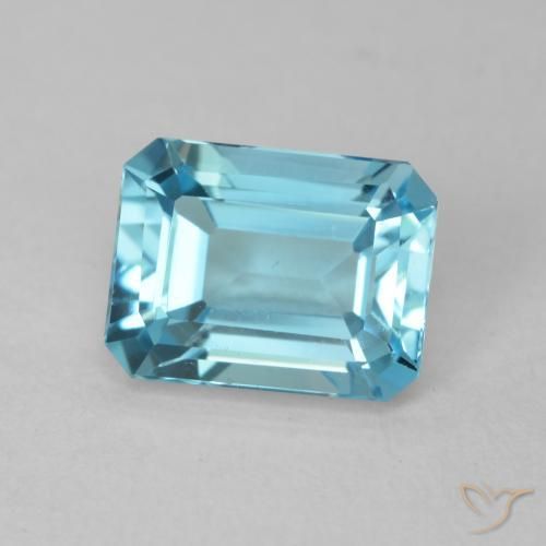 2.07 ct Blue Topaz Stone, Natural Topaz in Octagon Step Cut Shape for Sale