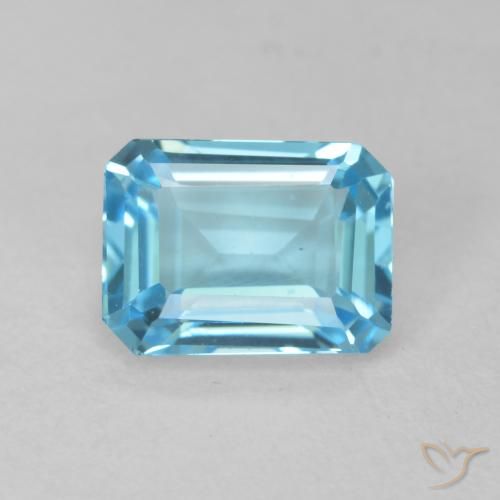 2.08ct Natural Swiss Blue Topaz, Emerald Cut, VVS