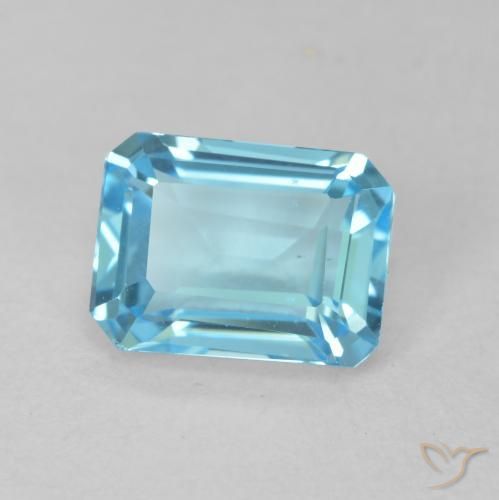 2.08 ct Blue Topaz Stone, Natural Topaz in Octagon Step Cut Shape for Sale