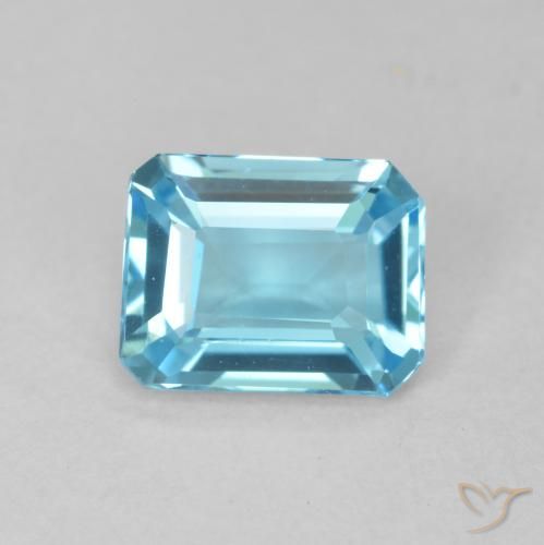 1.70ct Natural Swiss Blue Topaz, Emerald Cut, VVS