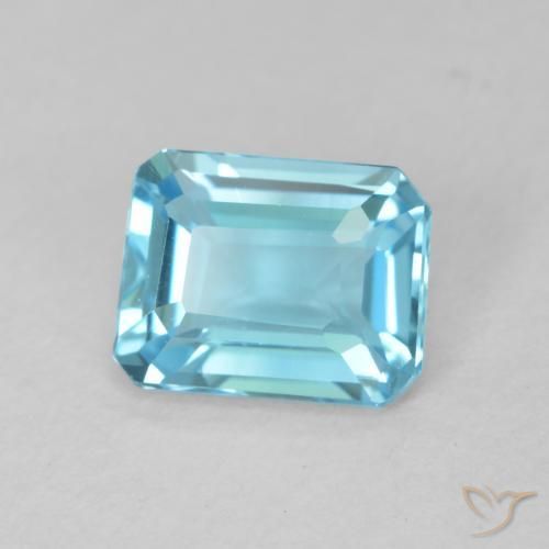 1.70 ct Blue Topaz Stone, Natural Topaz in Octagon Step Cut Shape for Sale
