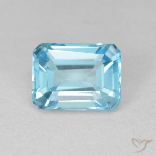 2.14ct Natural Swiss Blue Topaz, Emerald Cut, VVS