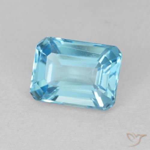 2.14 ct Blue Topaz Stone, Natural Topaz in Octagon Step Cut Shape for Sale