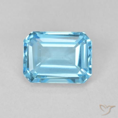 2.11ct Natural Swiss Blue Topaz, Emerald Cut, VVS
